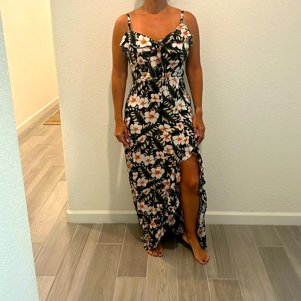 Volcano tropical print maxi dress